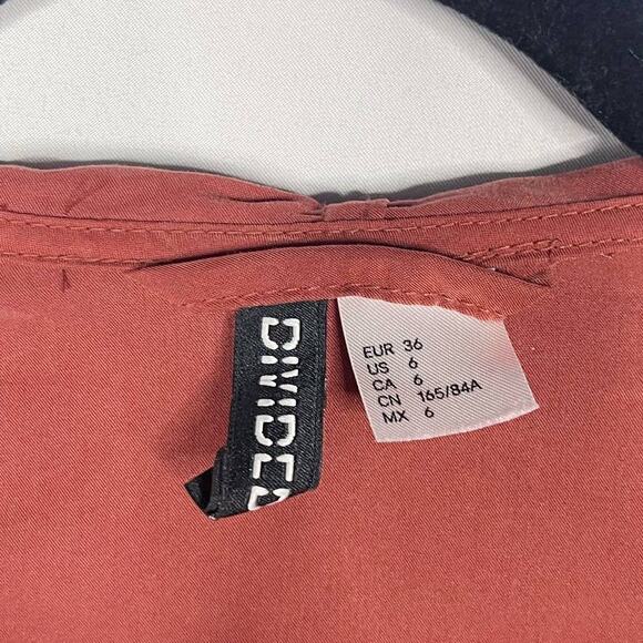 H&M Divided Womens 6 Brick Orange Lightweight Utility Jacket Drape 3/4 Sleeve - Picture 9 of 10